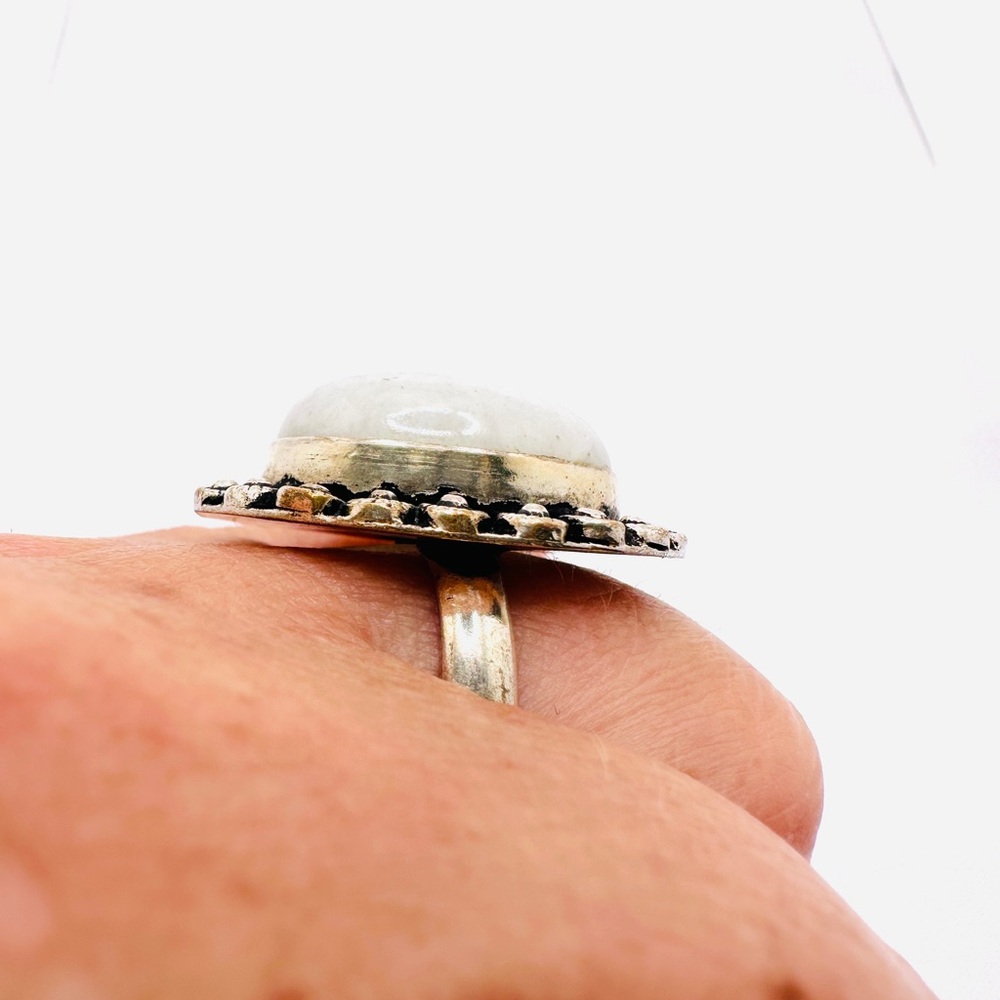 Statement Rainbow Moonstone Sterling Silver Ring - image 5